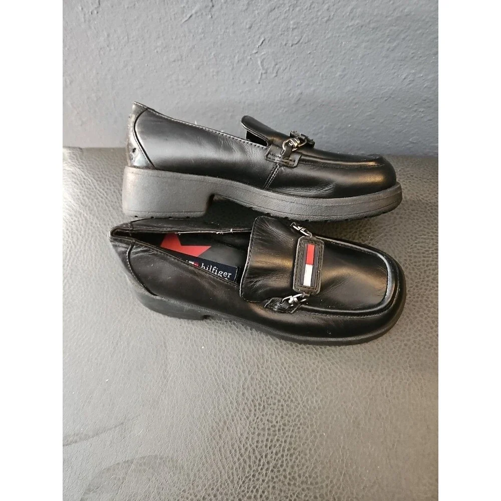 Tommy Hilfiger Dress Shoes youth size 12.5m Black‎ slip on dress shoes